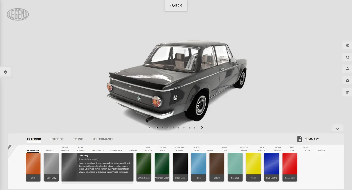 BMW 1602 (E10) — front view, Light Grey paintwork